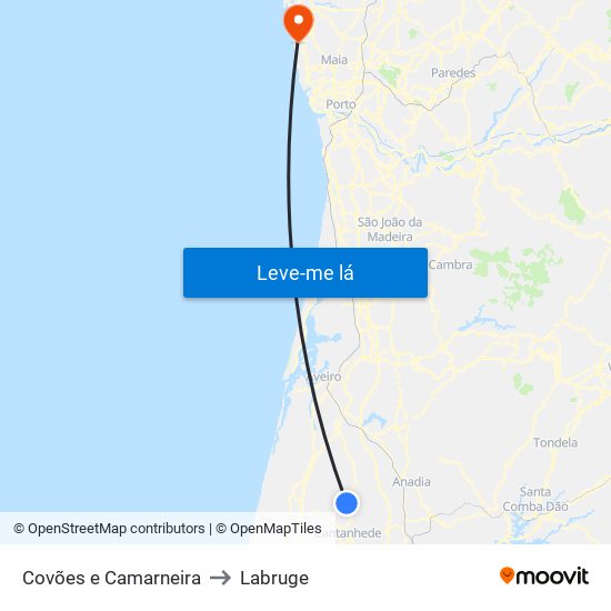 Covões e Camarneira to Labruge map