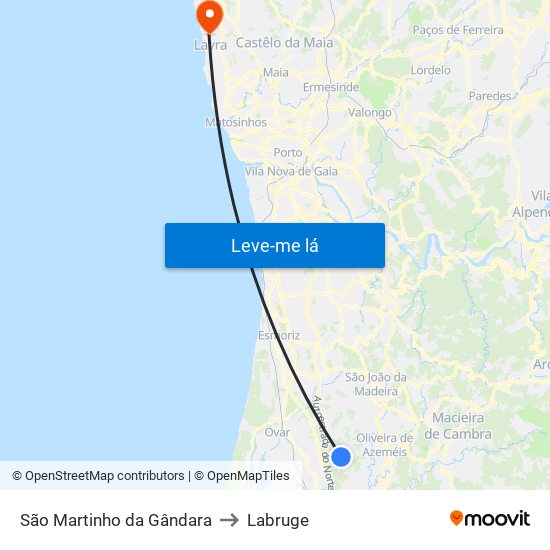 São Martinho da Gândara to Labruge map