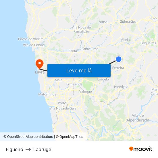 Figueiró to Labruge map