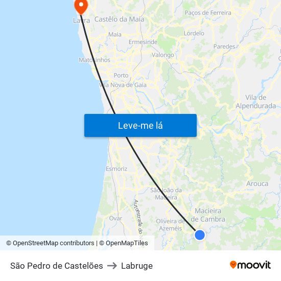 São Pedro de Castelões to Labruge map