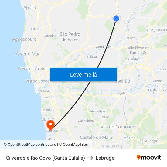 Silveiros e Rio Covo (Santa Eulália) to Labruge map