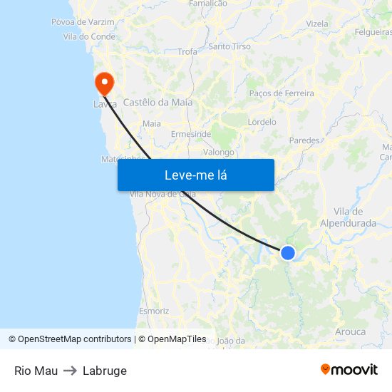 Rio Mau to Labruge map
