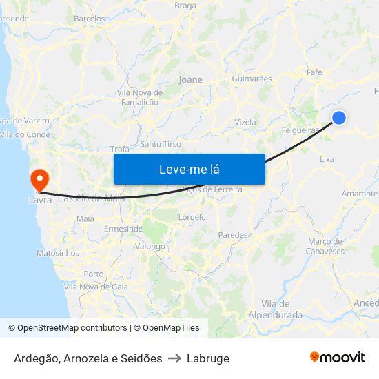 Ardegão, Arnozela e Seidões to Labruge map