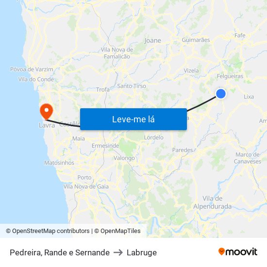 Pedreira, Rande e Sernande to Labruge map