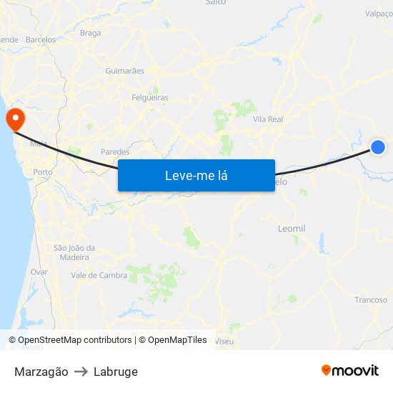 Marzagão to Labruge map