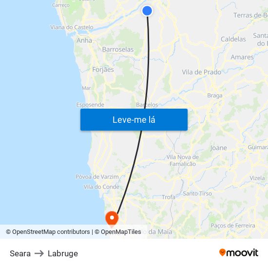 Seara to Labruge map