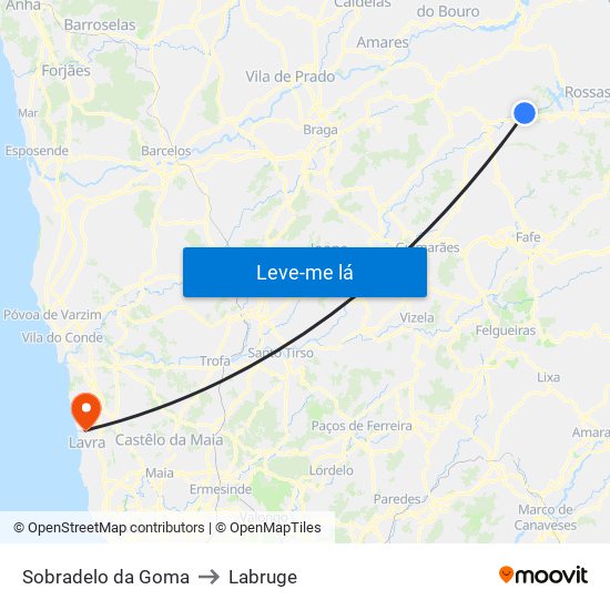 Sobradelo da Goma to Labruge map