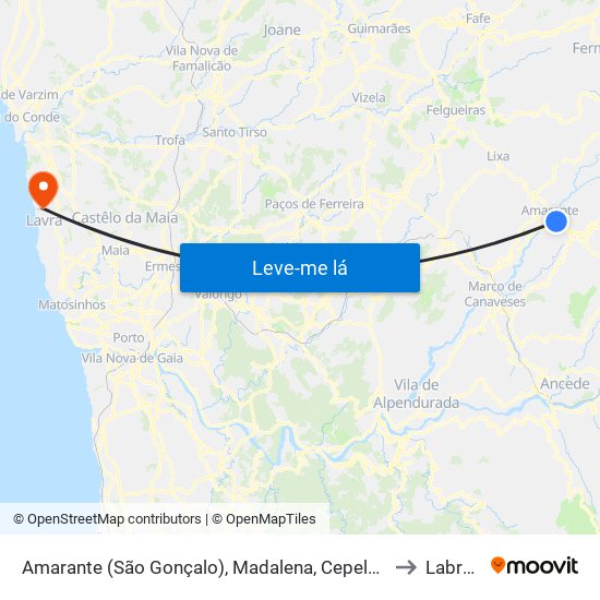 Amarante (São Gonçalo), Madalena, Cepelos e Gatão to Labruge map