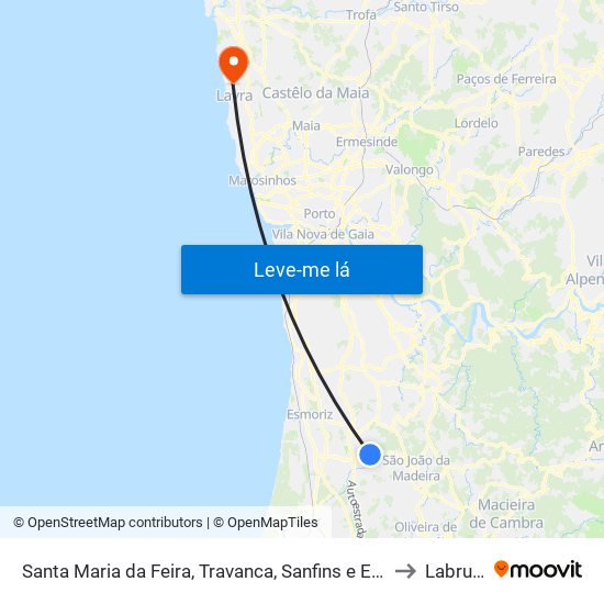 Santa Maria da Feira, Travanca, Sanfins e Espargo to Labruge map