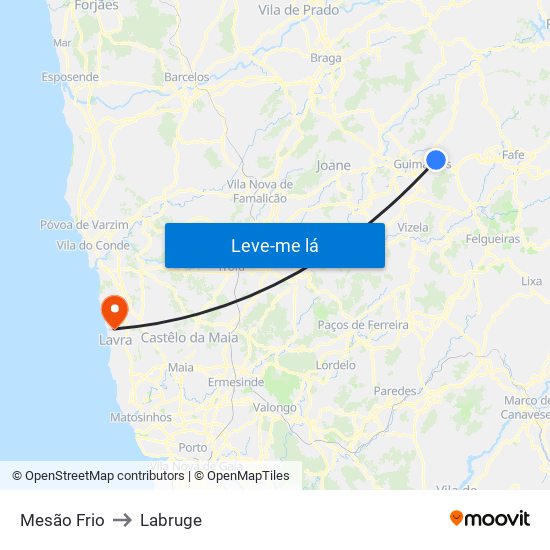 Mesão Frio to Labruge map