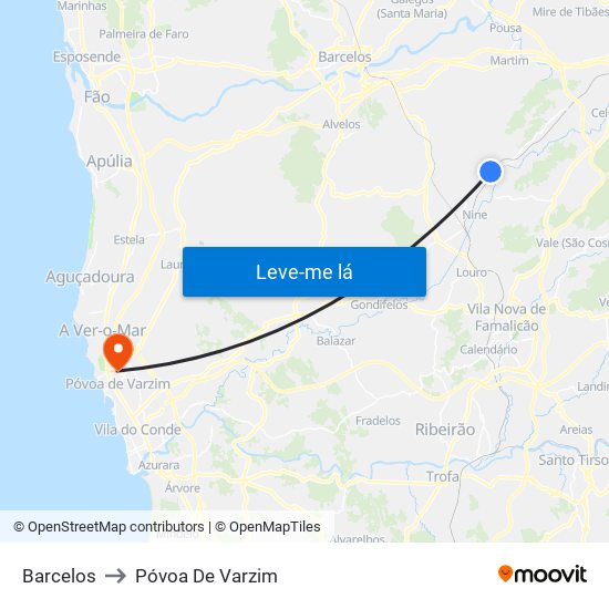 Barcelos to Póvoa De Varzim map