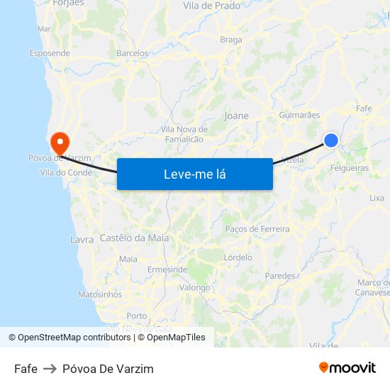 Fafe to Póvoa De Varzim map