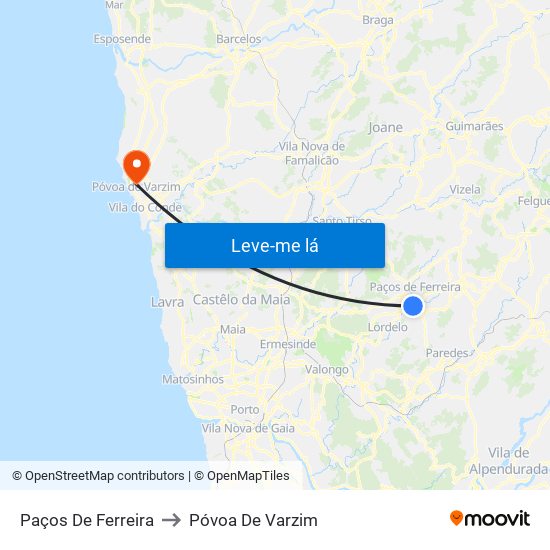 Paços De Ferreira to Póvoa De Varzim map