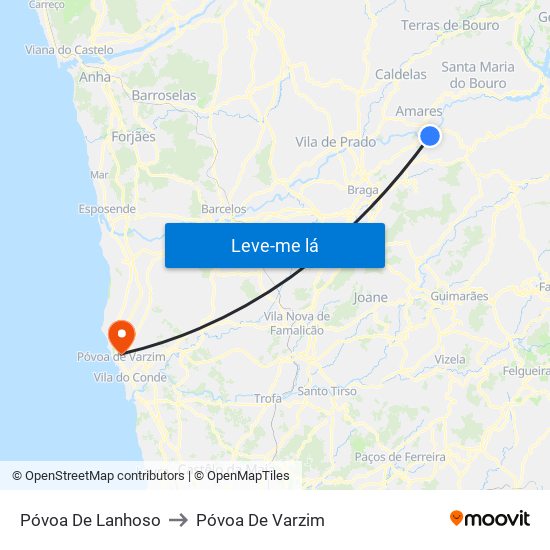 Póvoa De Lanhoso to Póvoa De Varzim map