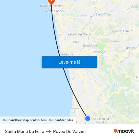 Santa Maria Da Feira to Póvoa De Varzim map