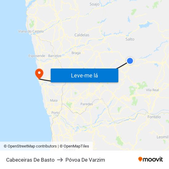 Cabeceiras De Basto to Póvoa De Varzim map