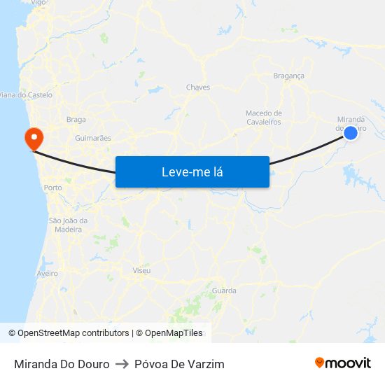 Miranda Do Douro to Póvoa De Varzim map