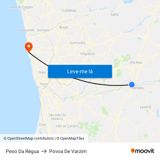 Peso Da Régua to Póvoa De Varzim map