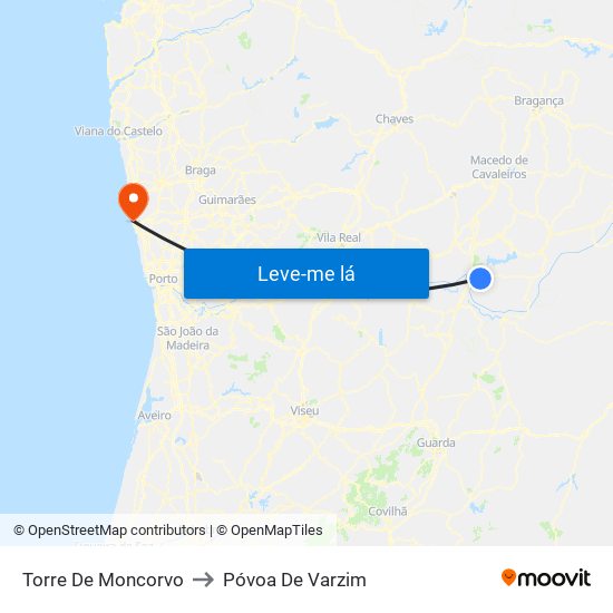 Torre De Moncorvo to Póvoa De Varzim map