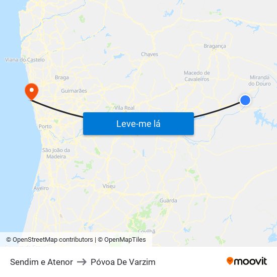 Sendim e Atenor to Póvoa De Varzim map