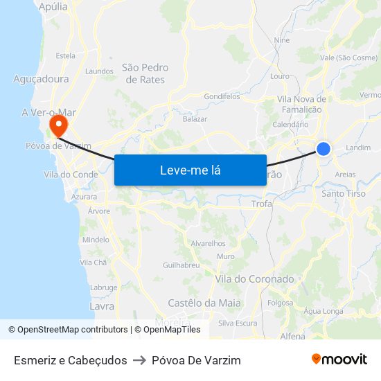 Esmeriz e Cabeçudos to Póvoa De Varzim map