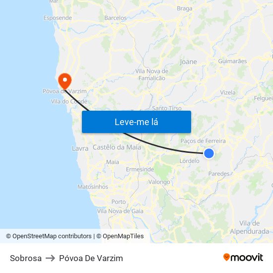 Sobrosa to Póvoa De Varzim map