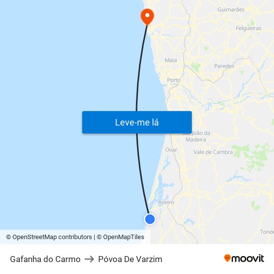 Gafanha do Carmo to Póvoa De Varzim map