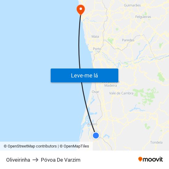 Oliveirinha to Póvoa De Varzim map