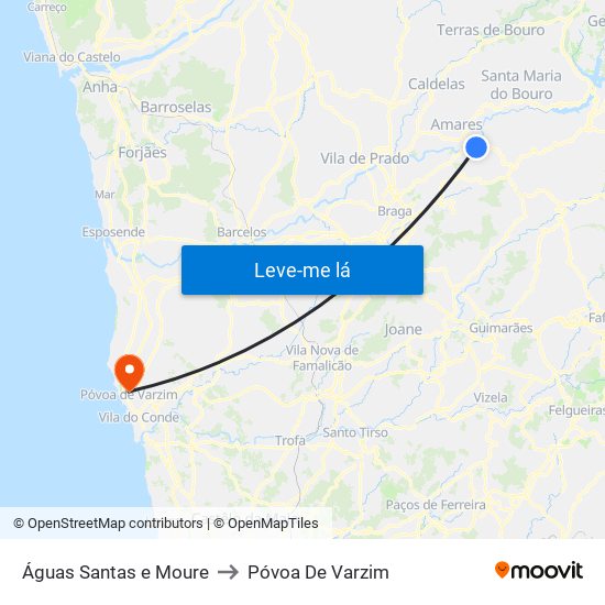 Águas Santas e Moure to Póvoa De Varzim map