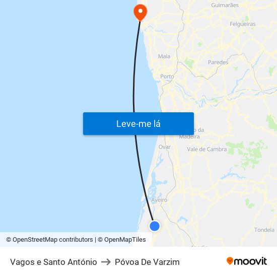 Vagos e Santo António to Póvoa De Varzim map