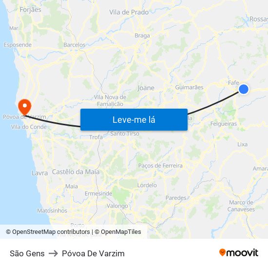 São Gens to Póvoa De Varzim map