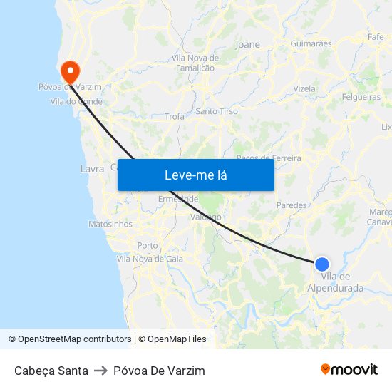 Cabeça Santa to Póvoa De Varzim map