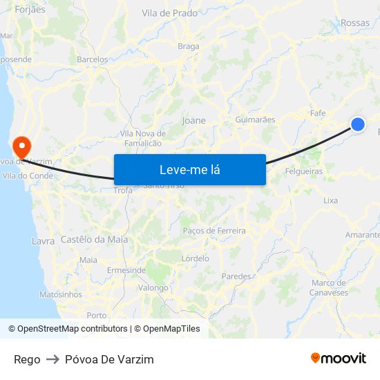 Rego to Póvoa De Varzim map