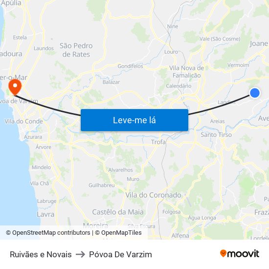 Ruivães e Novais to Póvoa De Varzim map