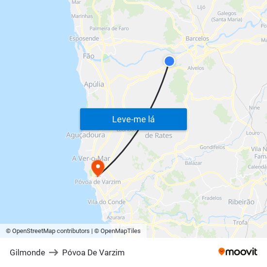 Gilmonde to Póvoa De Varzim map