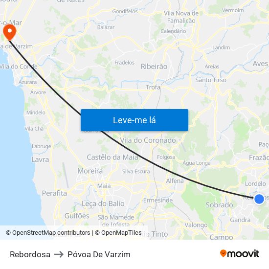 Rebordosa to Póvoa De Varzim map