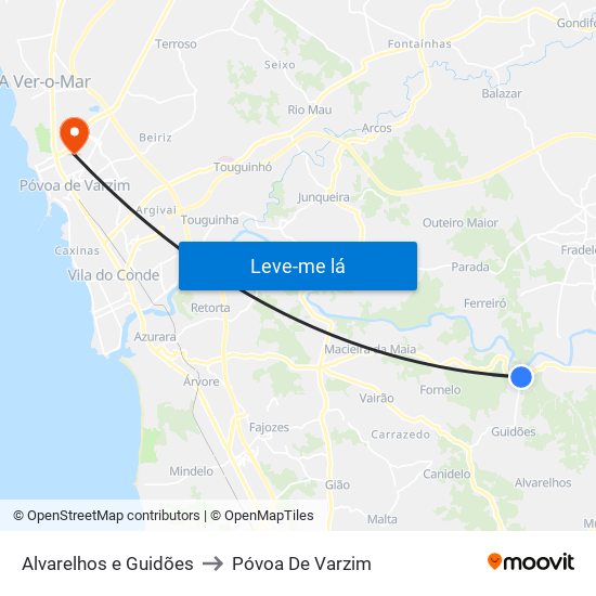 Alvarelhos e Guidões to Póvoa De Varzim map