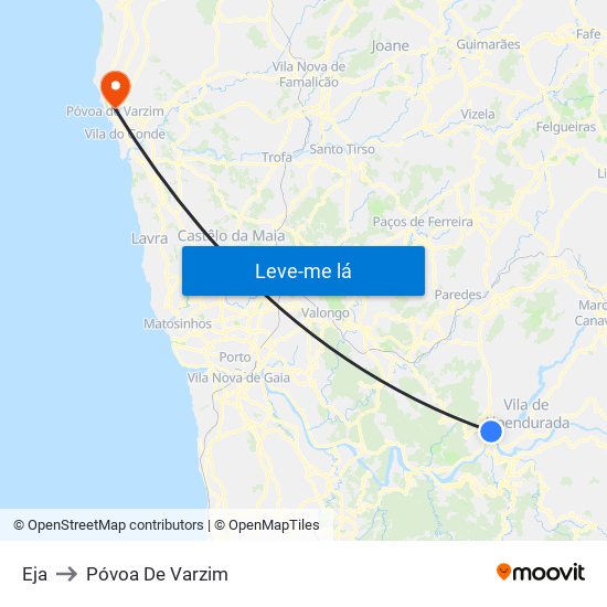 Eja to Póvoa De Varzim map