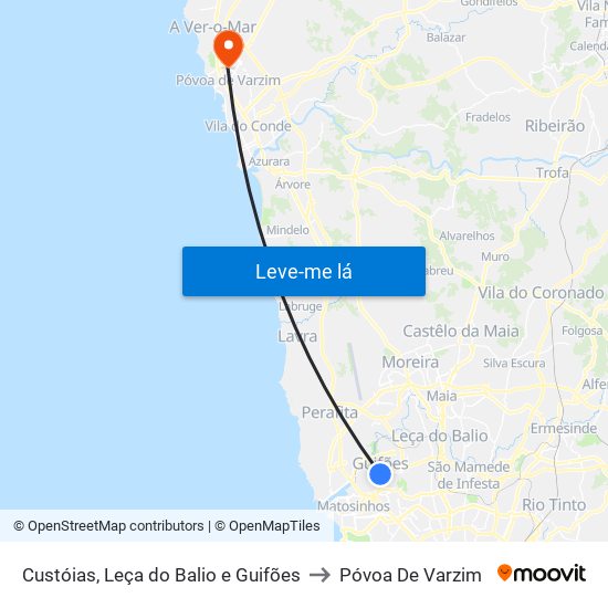 Custóias, Leça do Balio e Guifões to Póvoa De Varzim map