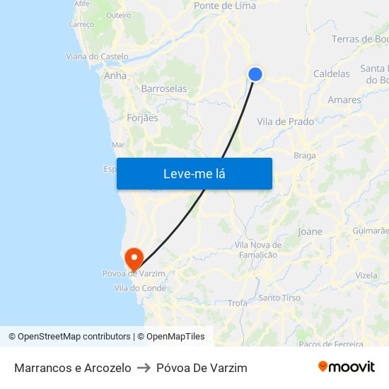 Marrancos e Arcozelo to Póvoa De Varzim map