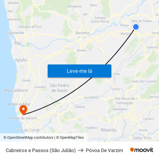 Cabreiros e Passos (São Julião) to Póvoa De Varzim map