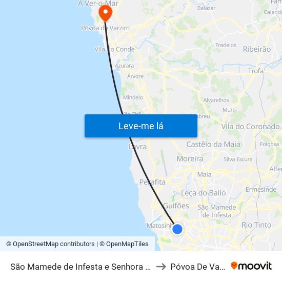 São Mamede de Infesta e Senhora da Hora to Póvoa De Varzim map