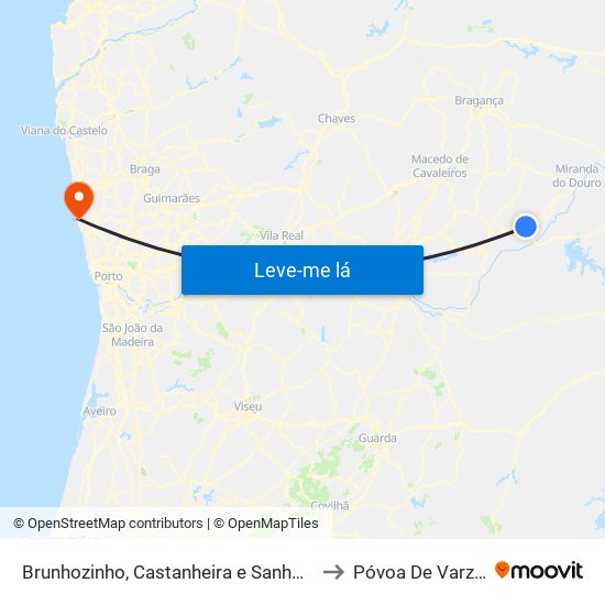 Brunhozinho, Castanheira e Sanhoane to Póvoa De Varzim map