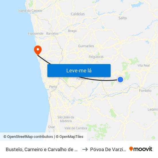 Bustelo, Carneiro e Carvalho de Rei to Póvoa De Varzim map