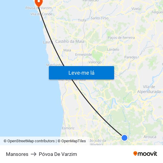 Mansores to Póvoa De Varzim map