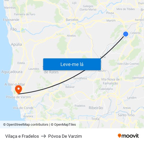 Vilaça e Fradelos to Póvoa De Varzim map