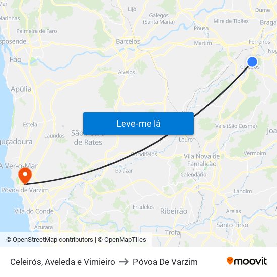 Celeirós, Aveleda e Vimieiro to Póvoa De Varzim map