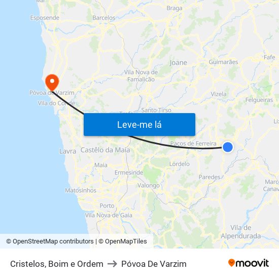 Cristelos, Boim e Ordem to Póvoa De Varzim map