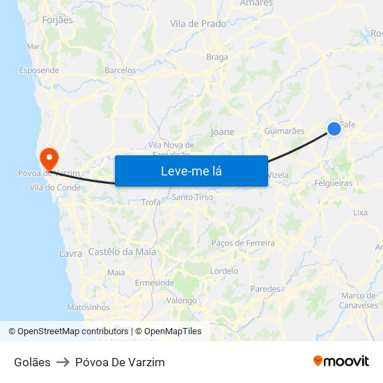 Golães to Póvoa De Varzim map