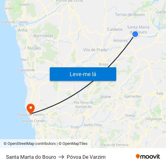 Santa Marta do Bouro to Póvoa De Varzim map